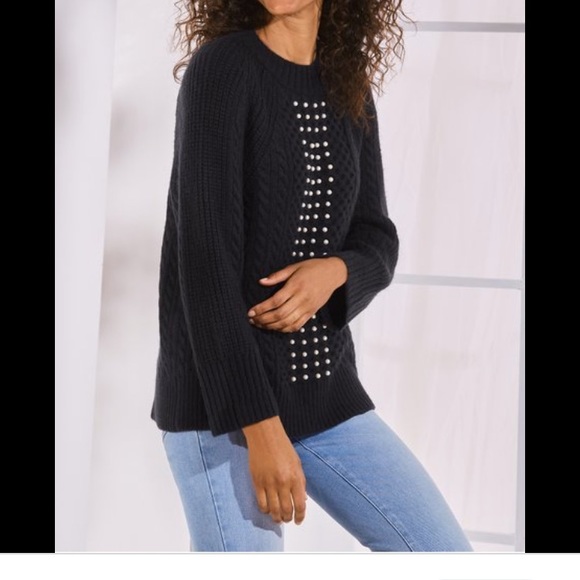 NWT soft surroundings Noemi Pullover Sweater. Pearl accents adorable. Sold out - Picture 1 of 2